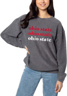 Ohio State Buckeyes Womens Charcoal Corded Crew Sweatshirt