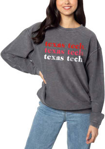 Texas Tech Red Raiders Womens Charcoal Corded Crew Sweatshirt