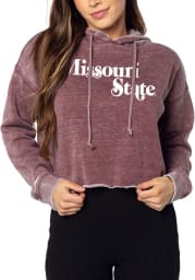 Missouri State Bears Womens Red Campus Cropped Hooded Sweatshirt