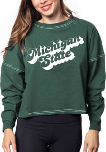 Michigan State Spartans Womens Green Cropped Vintage Jersey LS Tee