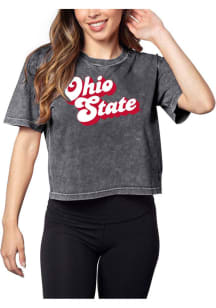 Ohio State Buckeyes Womens Grey Short N Sweet Crop Short Sleeve T-Shirt