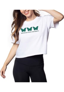 Michigan State Spartans Womens White Short N Sweet Crop Short Sleeve T-Shirt