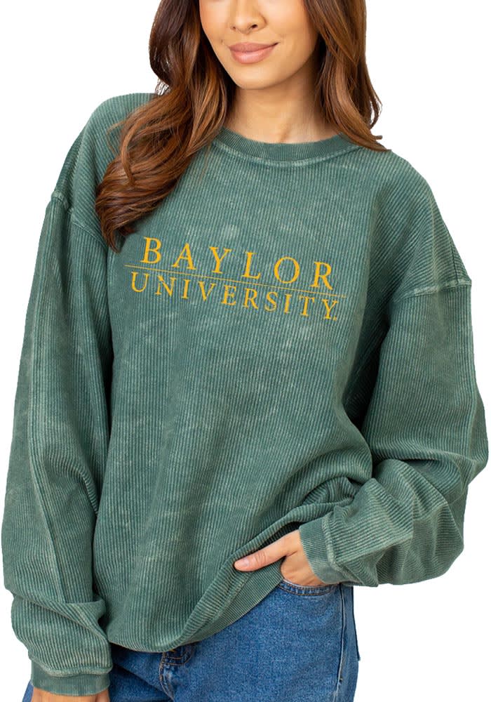 Baylor Bears Womens Green Corded Crew Sweatshirt