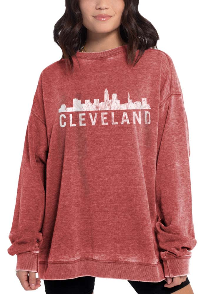 Cleveland Womens Red Campus Crew Sweatshirt