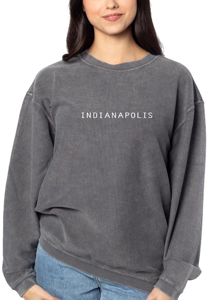 Indianapolis Womens Charcoal Corded Crew Sweatshirt