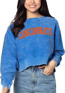 Cincinnati Womens Blue Boxy Pullover Crew Sweatshirt
