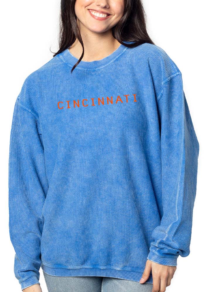 Cincinnati Womens Blue Corded Crew Sweatshirt