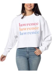 Lawrence Womens White Boxy Pullover Crew Sweatshirt