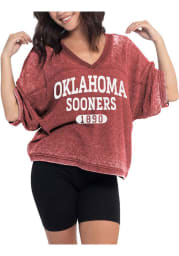 Oklahoma Sooners Womens Crimson Waffle Jersey Short Sleeve T-Shirt