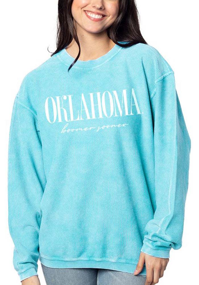 Oklahoma Sooners Womens Blue Corded Crew Sweatshirt