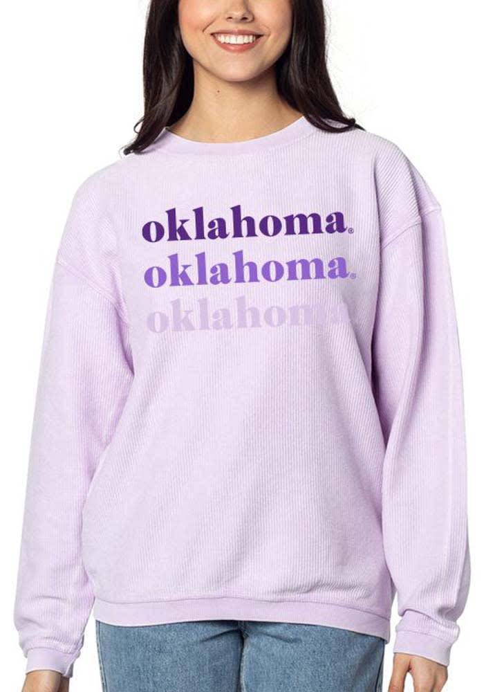 Oklahoma Sooners Womens Purple Corded Crew Sweatshirt