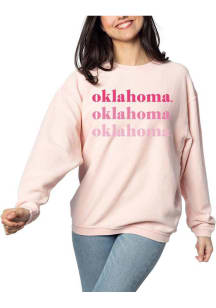 Oklahoma Sooners Womens Pink Corded Crew Sweatshirt