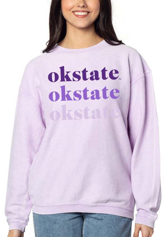 Oklahoma State Cowboys Womens Purple Corded Crew Sweatshirt