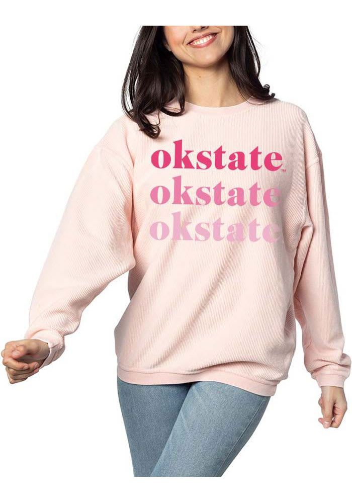 Oklahoma State Cowboys Womens Pink Corded Crew Sweatshirt