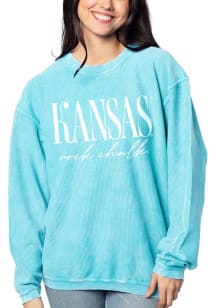 Kansas Jayhawks Womens Blue Corded Crew Sweatshirt