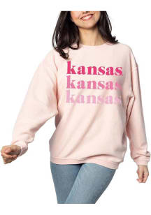 Kansas Jayhawks Womens Pink Corded Crew Sweatshirt