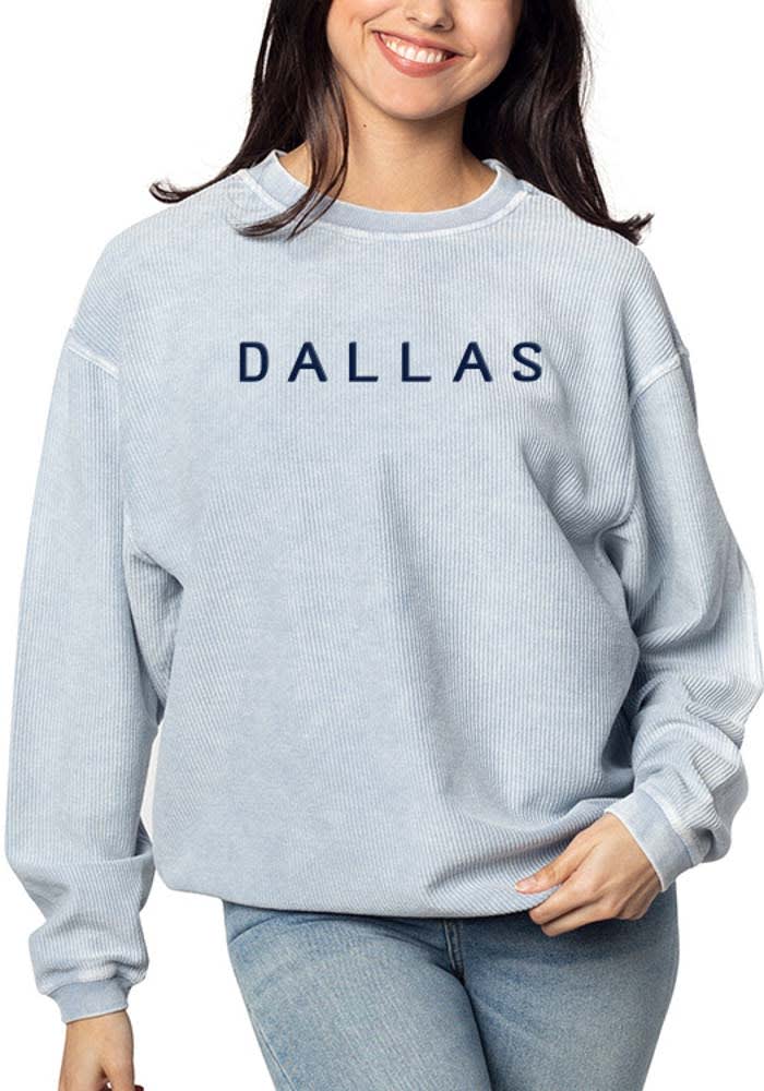 Dallas Ft Worth Womens Light Blue Corded Crew Crew Sweatshirt