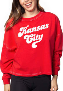 Kansas City Womens Red Cropped Big Shirt LS Tee
