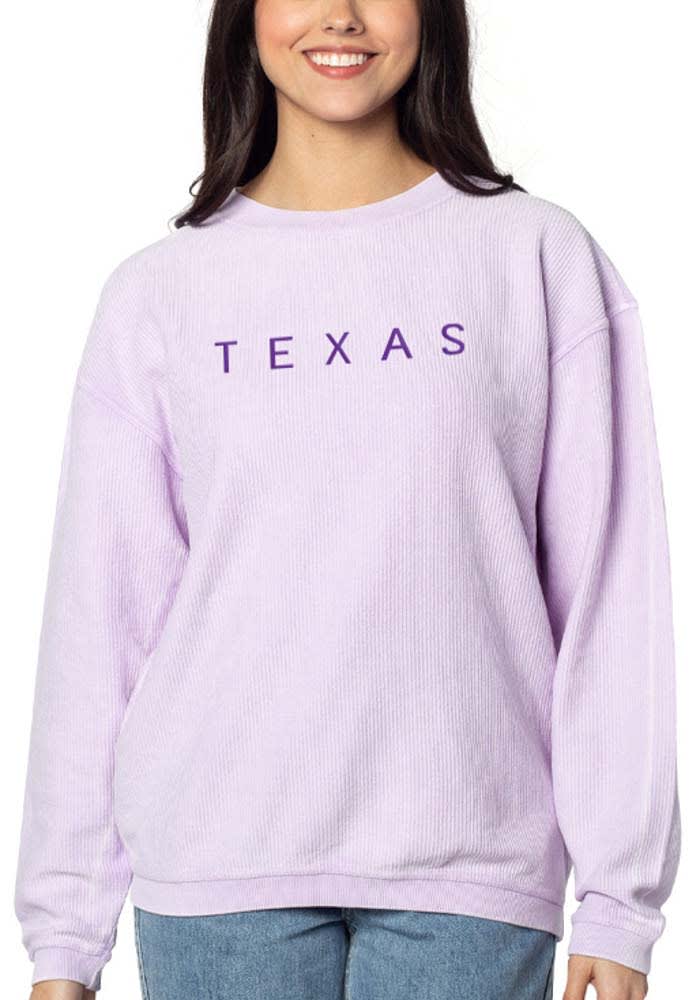 Texas Womens Purple Corded Crew Crew Sweatshirt