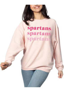 Michigan State Spartans Womens Pink Corded Crew Sweatshirt