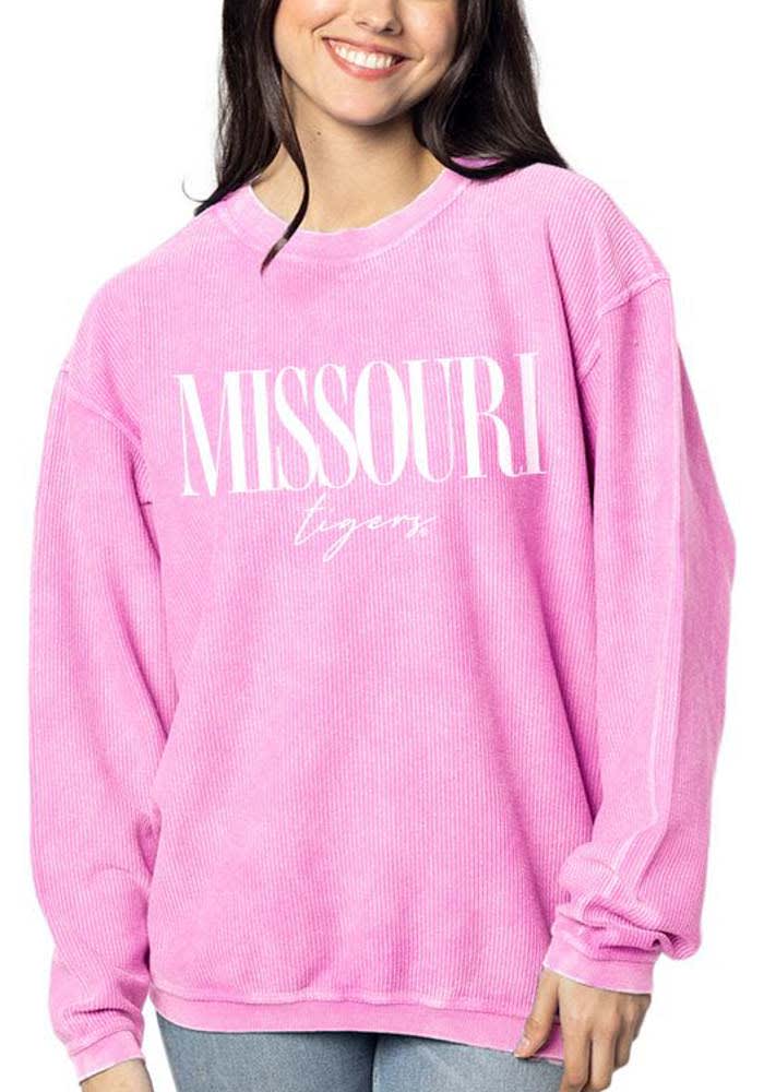 Missouri Tigers Womens Pink Corded Crew Sweatshirt
