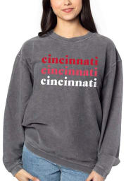 Cincinnati Bearcats Womens Charcoal Corded Crew Sweatshirt