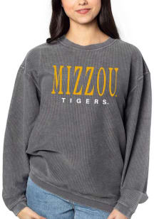 Missouri Tigers Womens Charcoal Corded Crew Sweatshirt