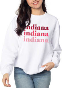 Indiana Hoosiers Womens White Corded Crew Sweatshirt