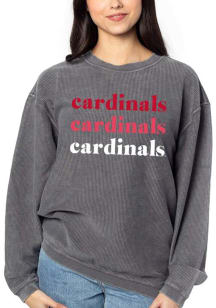 Louisville Cardinals Womens Charcoal Corded Crew Sweatshirt