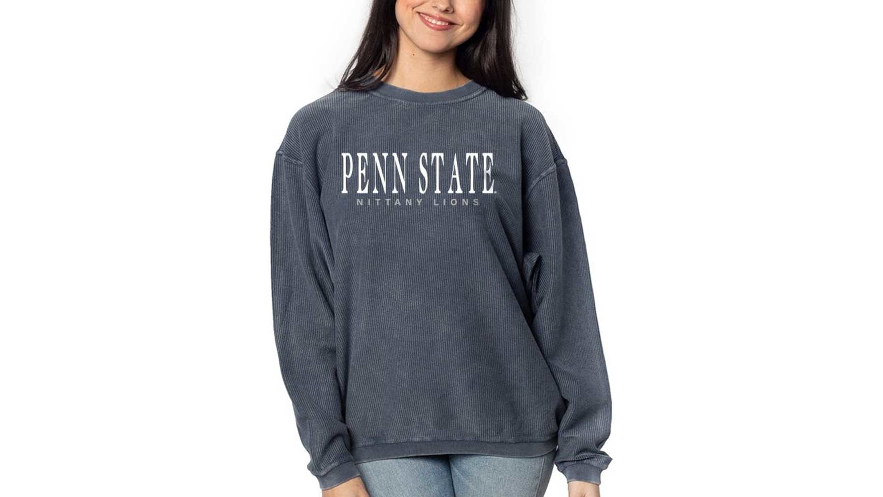 Penn State Nittany Lions Womens Navy Blue Corded Crew Sweatshirt