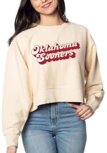 Oklahoma Sooners Womens Natural Corded Boxy Crew Sweatshirt