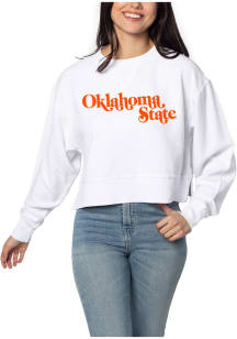 Oklahoma State Cowboys Womens White Corded Boxy Crew Sweatshirt