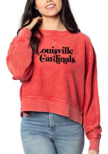 Louisville Cardinals Womens Red Corded Boxy Crew Sweatshirt