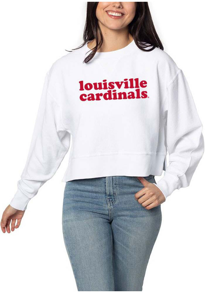 Louisville Cardinals Womens Red Colorblock Sweater Crew Sweatshirt