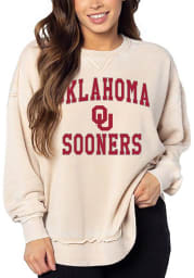 Oklahoma Sooners Womens Oatmeal Campus Rounded Bottom Crew Sweatshirt