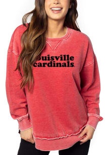 Louisville Cardinals Womens Cardinal Campus Rounded Bottom Crew Sweatshirt