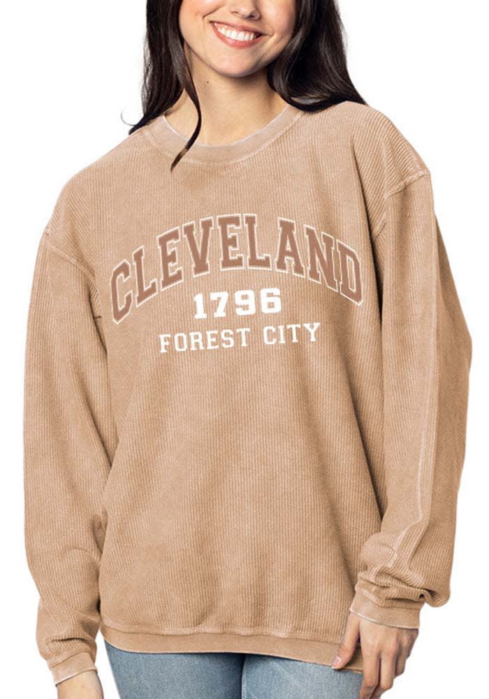 Cleveland Womens Tan Corded Crew Sweatshirt