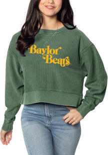 Baylor Bears Womens Green Corded Boxy Crew Sweatshirt