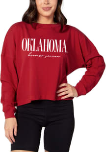 Oklahoma Sooners Womens Crimson Boxy Cropped LS Tee