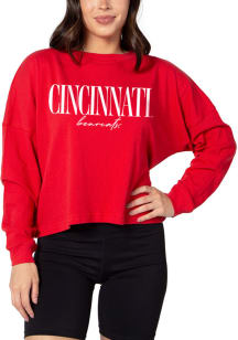 Cincinnati Bearcats Womens Red Boxy Cropped LS Tee