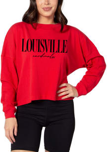 Louisville Cardinals Womens Red Boxy Cropped LS Tee