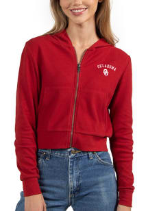 Oklahoma Sooners Womens Crimson Cropped Long Sleeve Full Zip Jacket