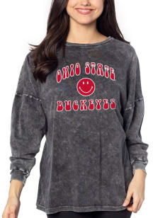 Womens Graphite Ohio State Buckeyes Mineral Wash Big LS Tee