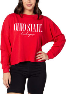 Ohio State Buckeyes Womens Red Boxy Cropped LS Tee