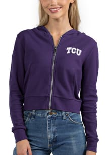 TCU Horned Frogs Womens Purple Cropped Long Sleeve Full Zip Jacket