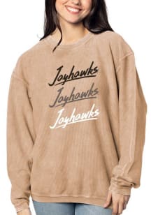 Kansas Jayhawks Womens Brown Corded Crew Sweatshirt