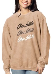 Ohio State Buckeyes Womens Brown Corded Crew Sweatshirt