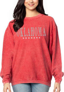 Oklahoma Sooners Womens Crimson Corded Crew Sweatshirt