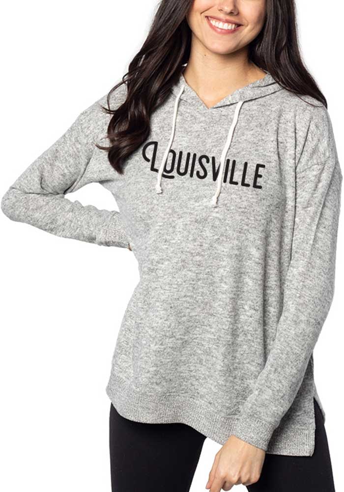 Louisville Womens Grey Wordmark Hooded Sweatshirt