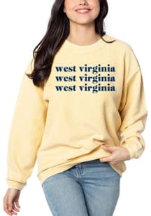 West Virginia Mountaineers Womens Yellow Corded Crew Sweatshirt